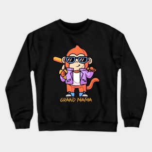 Pop Art Grand Mama Cute Monkey Baseball Crewneck Sweatshirt